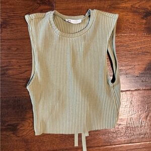 Aritzia Ribbed Tank Top in Soft Green
